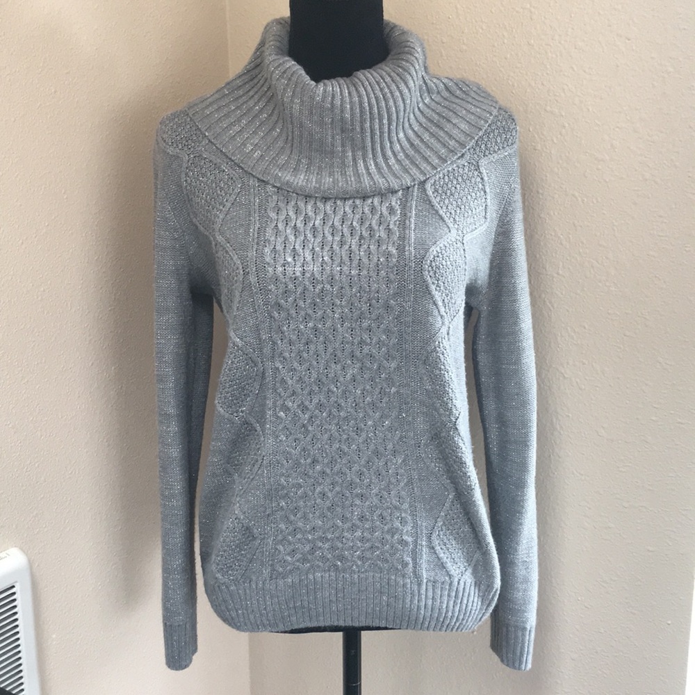 Silver sweater with sparkle accents by Faded Glory